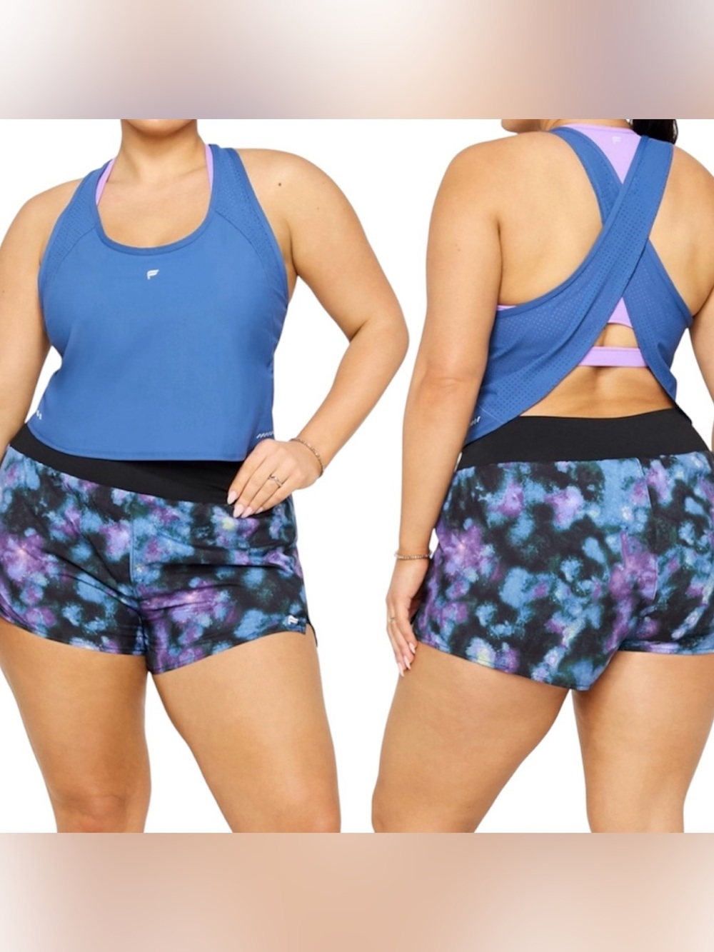 Fabletics Tank Top Womens L Blue Essential Air Crossover Mesh Running Crop